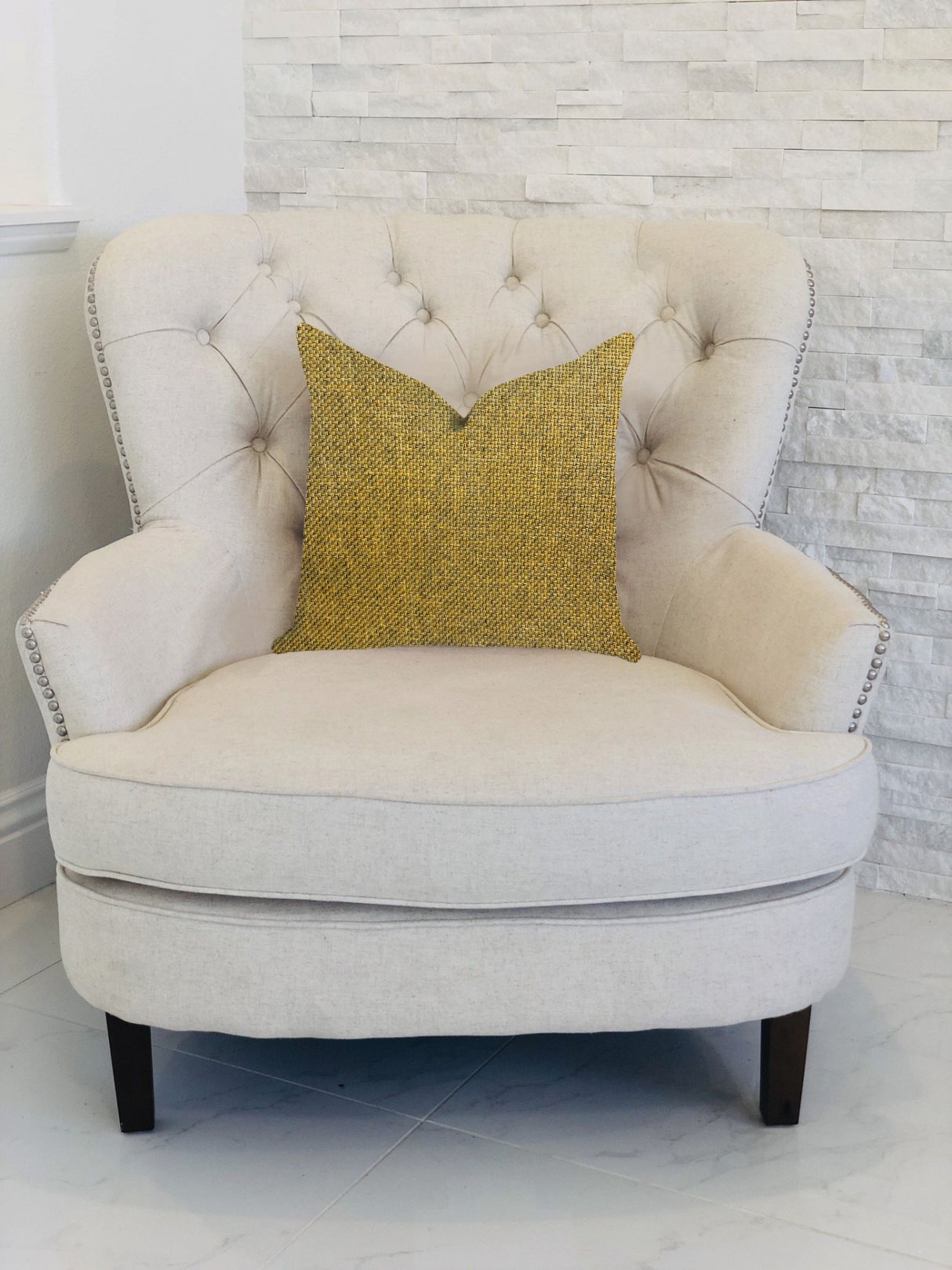 Mustard Seed Luxury Throw Pillow in Dark Yellow