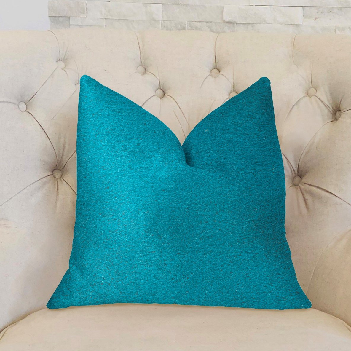 Aquamarine Velvet Turquoise Luxury Throw Pillow