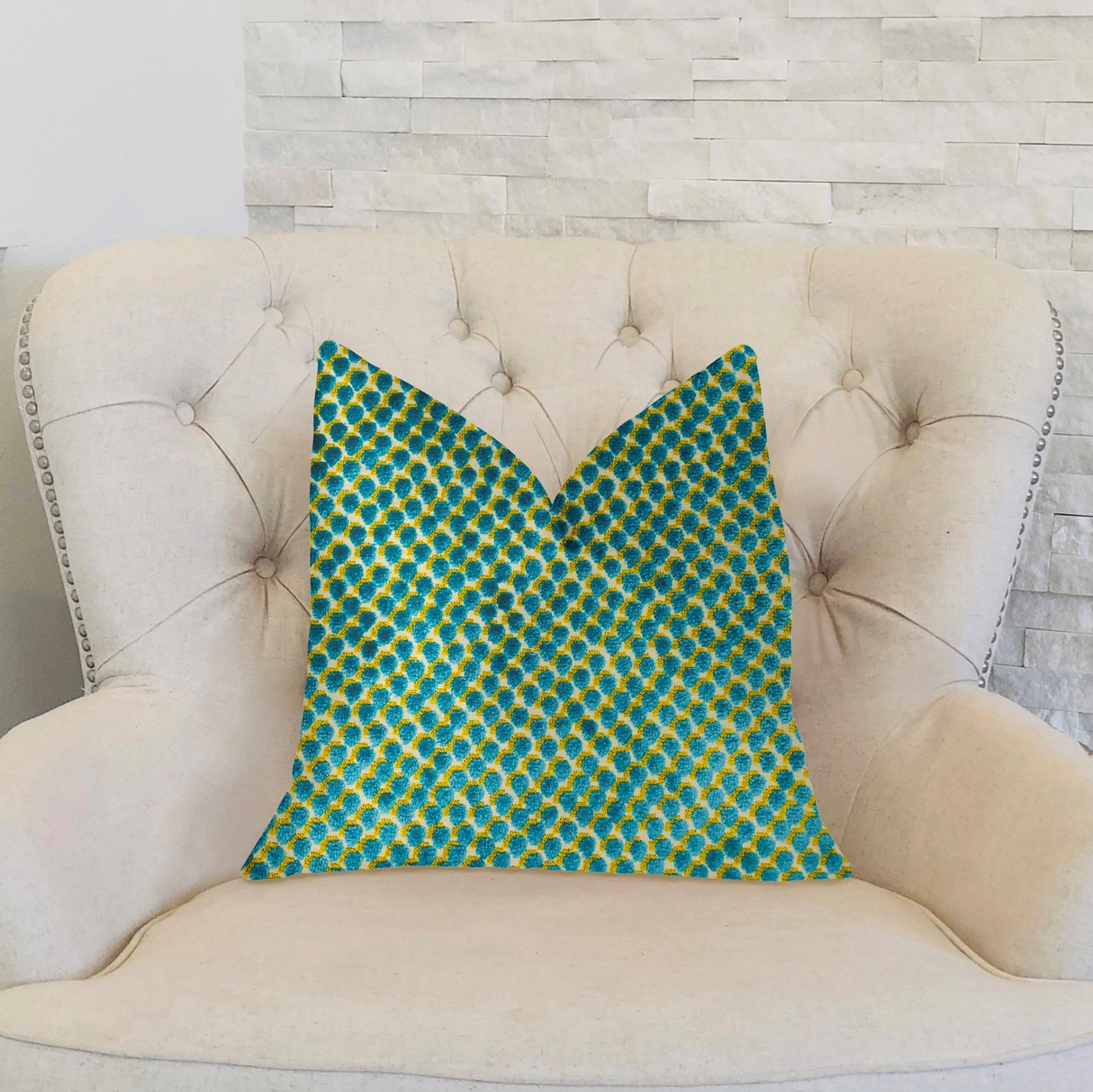 Sea Green Iota Turquoise Luxury Throw Pillow