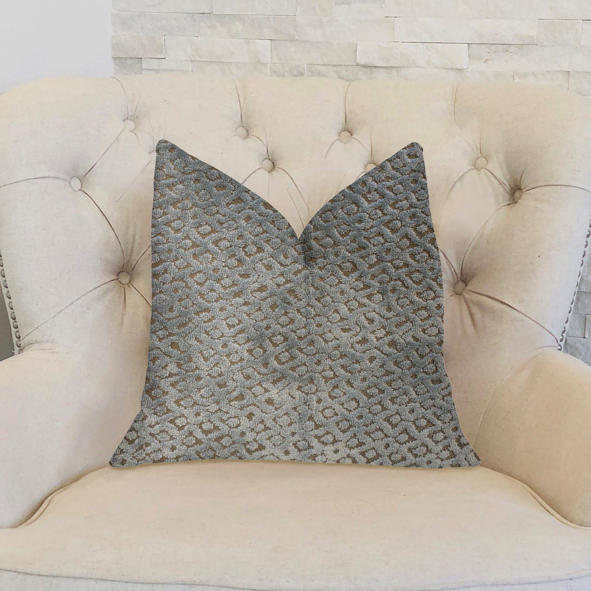 Metropolis Silver and Taupe Luxury Throw Pillow