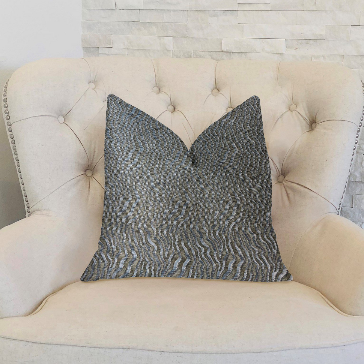 Dusky Veined  Silver and Taupe Luxury Throw Pillow