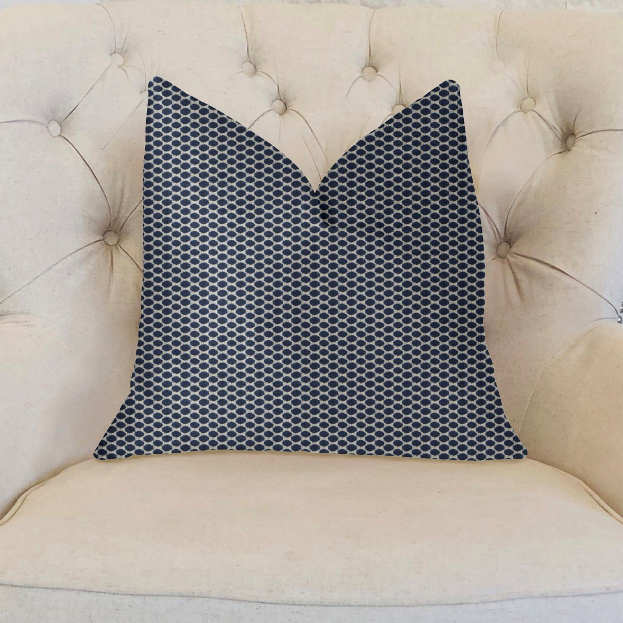 Blackwell Blue and Beige Luxury Throw Pillow