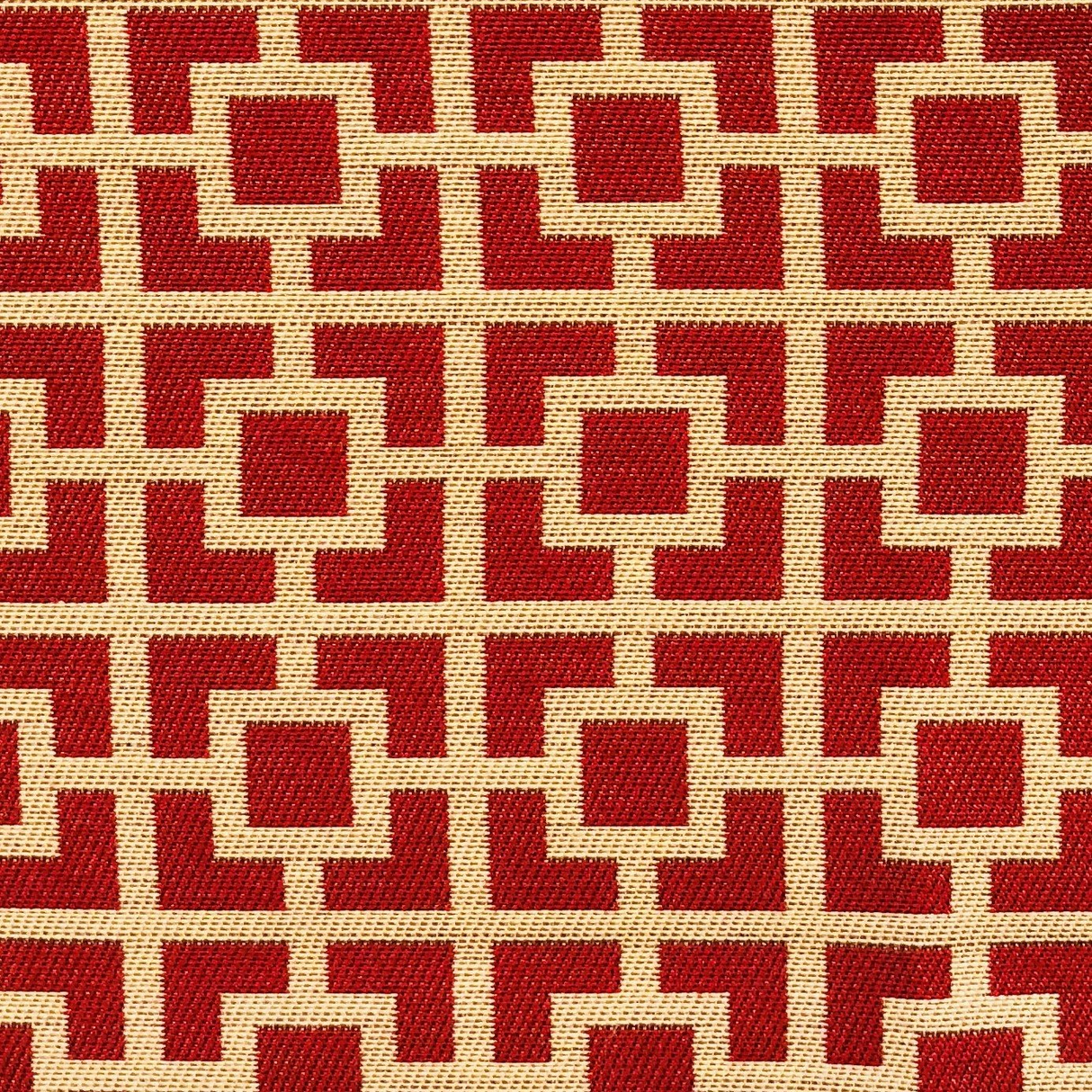 Crimson Square Red and Beige Luxury Throw Pillow