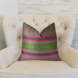 Avalanche Magenta Green and Blue Handmade Luxury Pillow