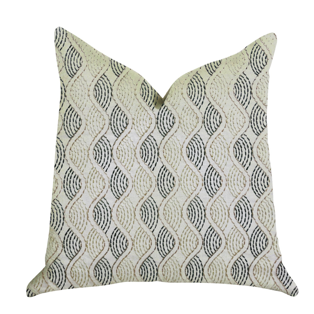 Enigma Twist Luxury Throw Pillow in Blue, Beige Colors