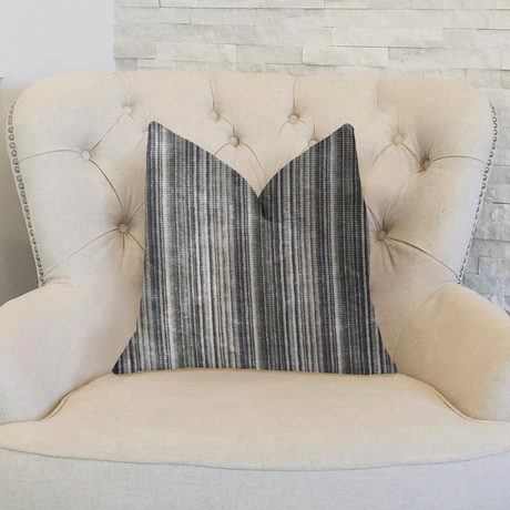 New Hampton Ivory and Blue Luxury Throw Pillow