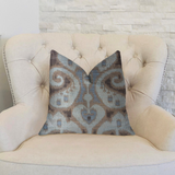 Paragon Brown, Blue and Beige Luxury Throw Pillow