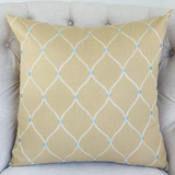 Abby  Taupe White and Blue Handmade Luxury Pillow