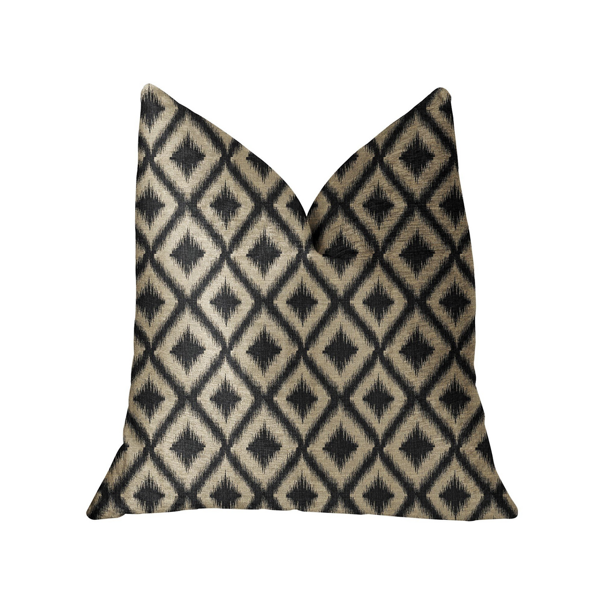 Diamond Embers Gray and Beige Luxury Throw Pillow