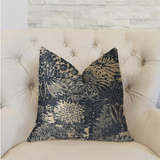 Lazuli Blue and Beige Luxury Throw Pillow