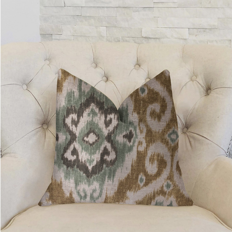 Ambrosia Yellow and Beige Luxury Throw Pillow