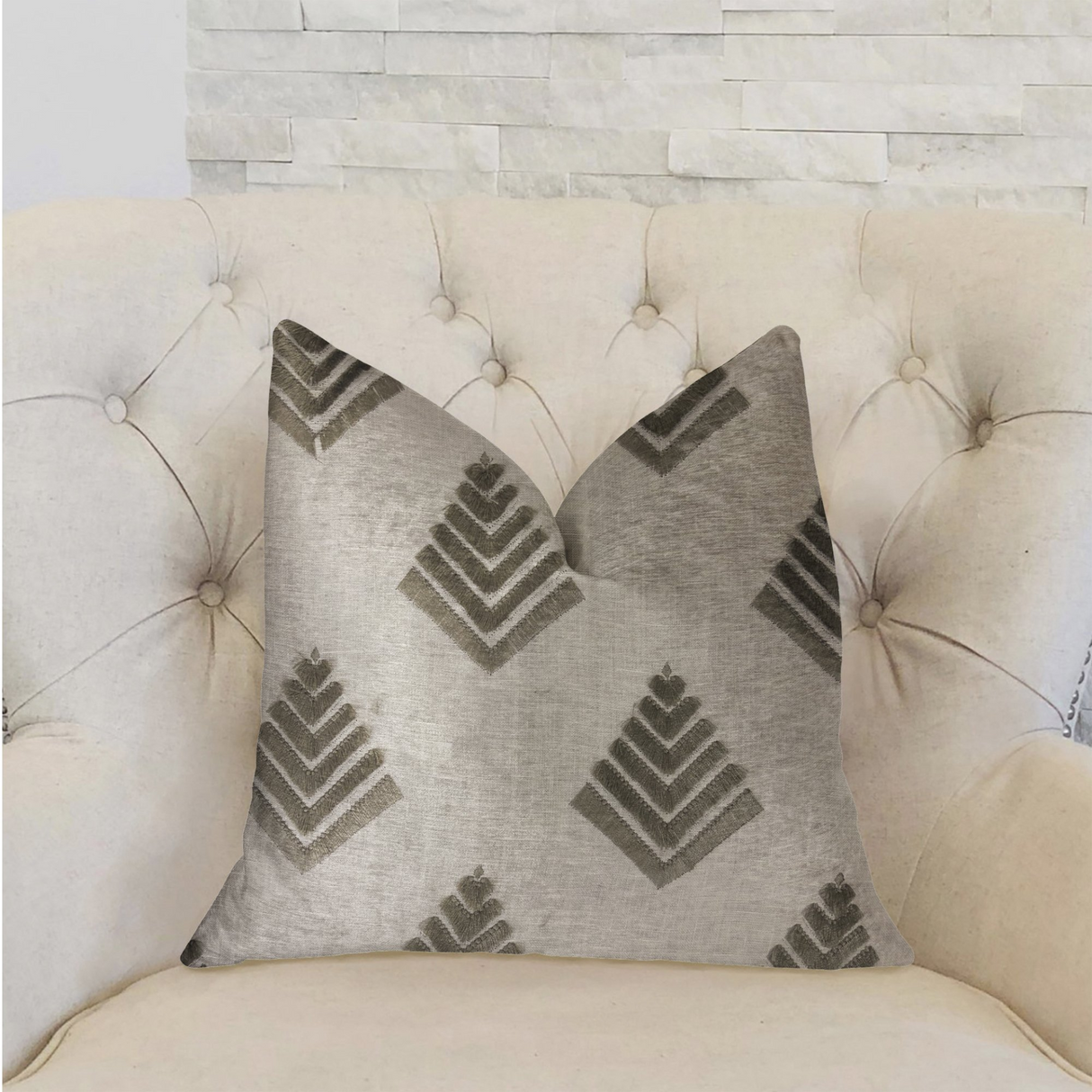 Aspen Mist Blue and Beige Luxury Throw Pillow