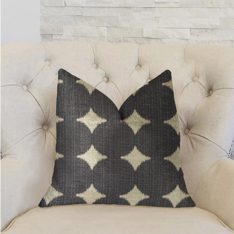 Savannah Black and Beige Luxury Throw Pillow