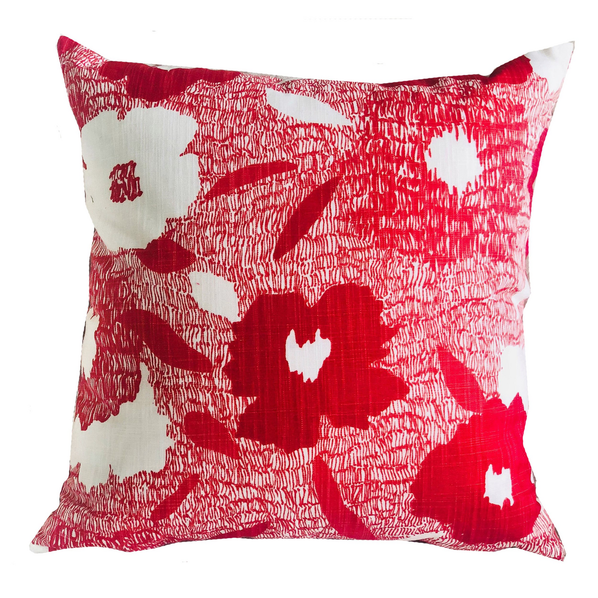 Hibiscus Red and Beige Luxury Throw Pillow