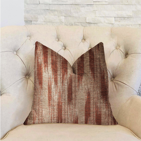 Stormy Pine Orange and Beige Luxury Throw Pillow