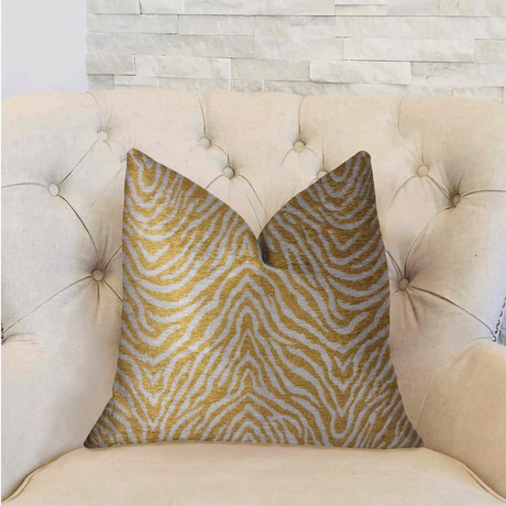 Oasis Waves Yellow and Beige Luxury Throw Pillow