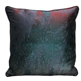 Bleu Velour Blue, Green, Red Luxury Throw Pillow