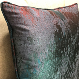 Bleu Velour Blue, Green, Red Luxury Throw Pillow