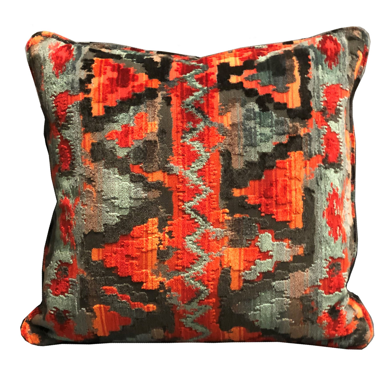 Sachi Love Red, Blue and Orange iKat Luxury Throw Pillow