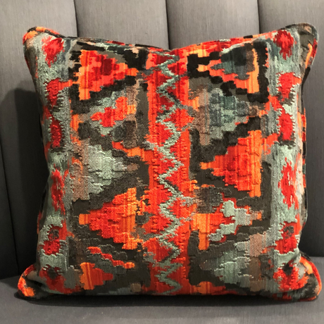 Sachi Love Red, Blue and Orange iKat Luxury Throw Pillow