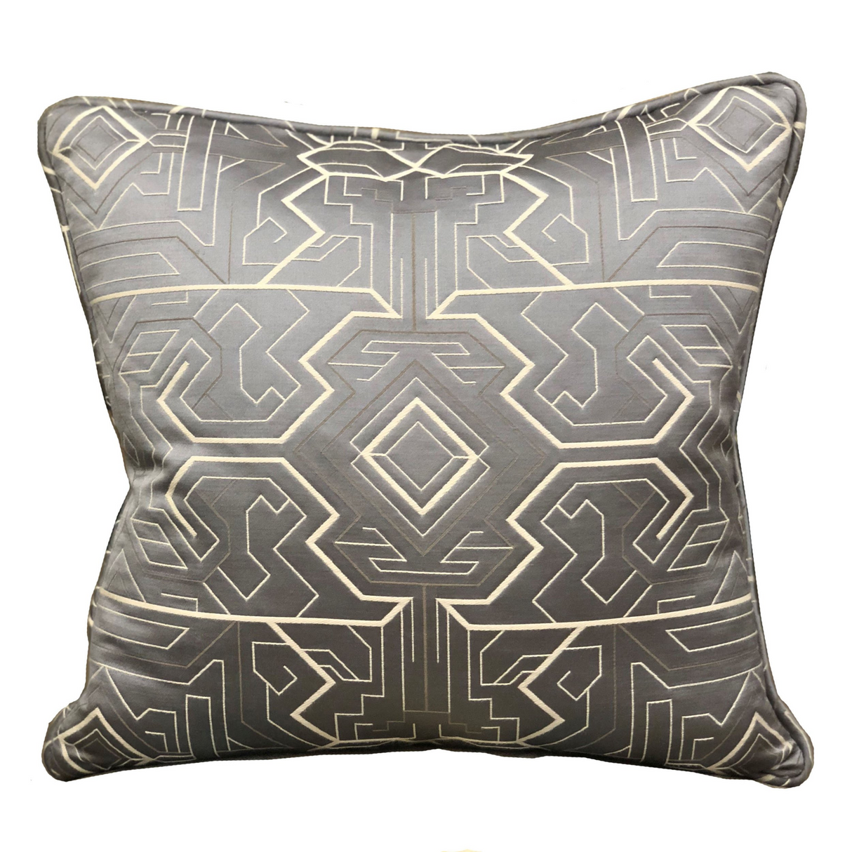 Daria Moss Silver Geometric Luxury Throw Pillow