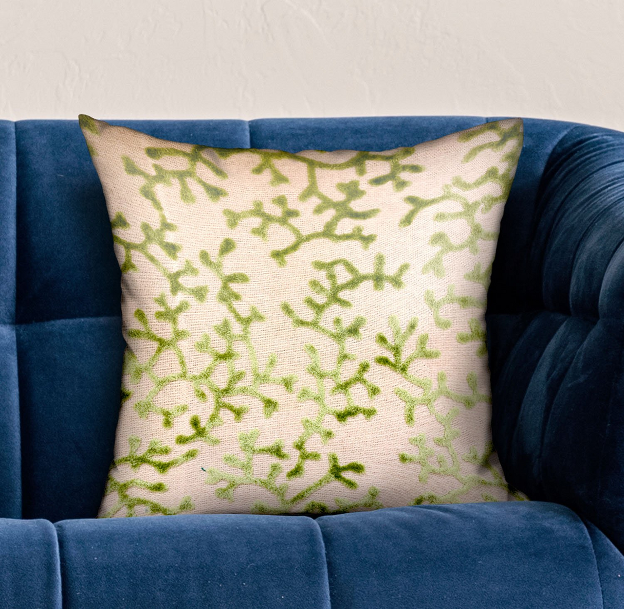 Sage Reef Apple Green Floral Luxury Throw Pillow