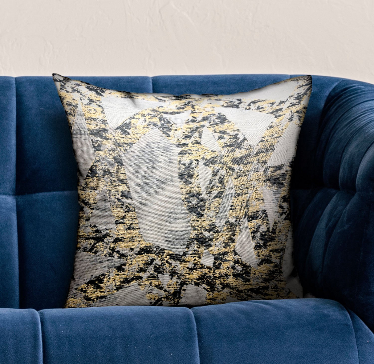 Craven Dust Gold, Gray Abstract Luxury Throw Pillow