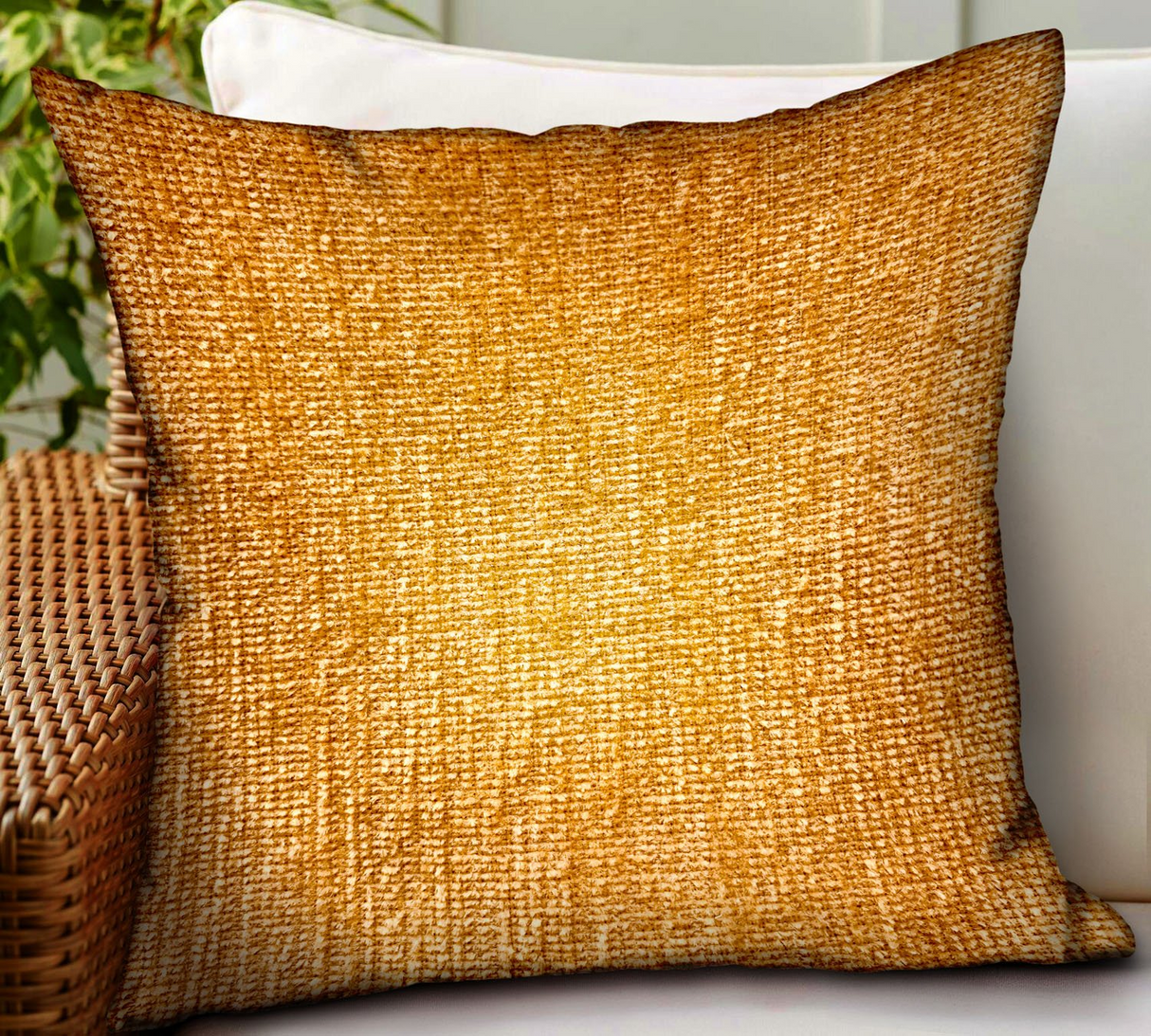 Honey Lust Brown Solid Luxury Outdoor/Indoor Throw Pillow