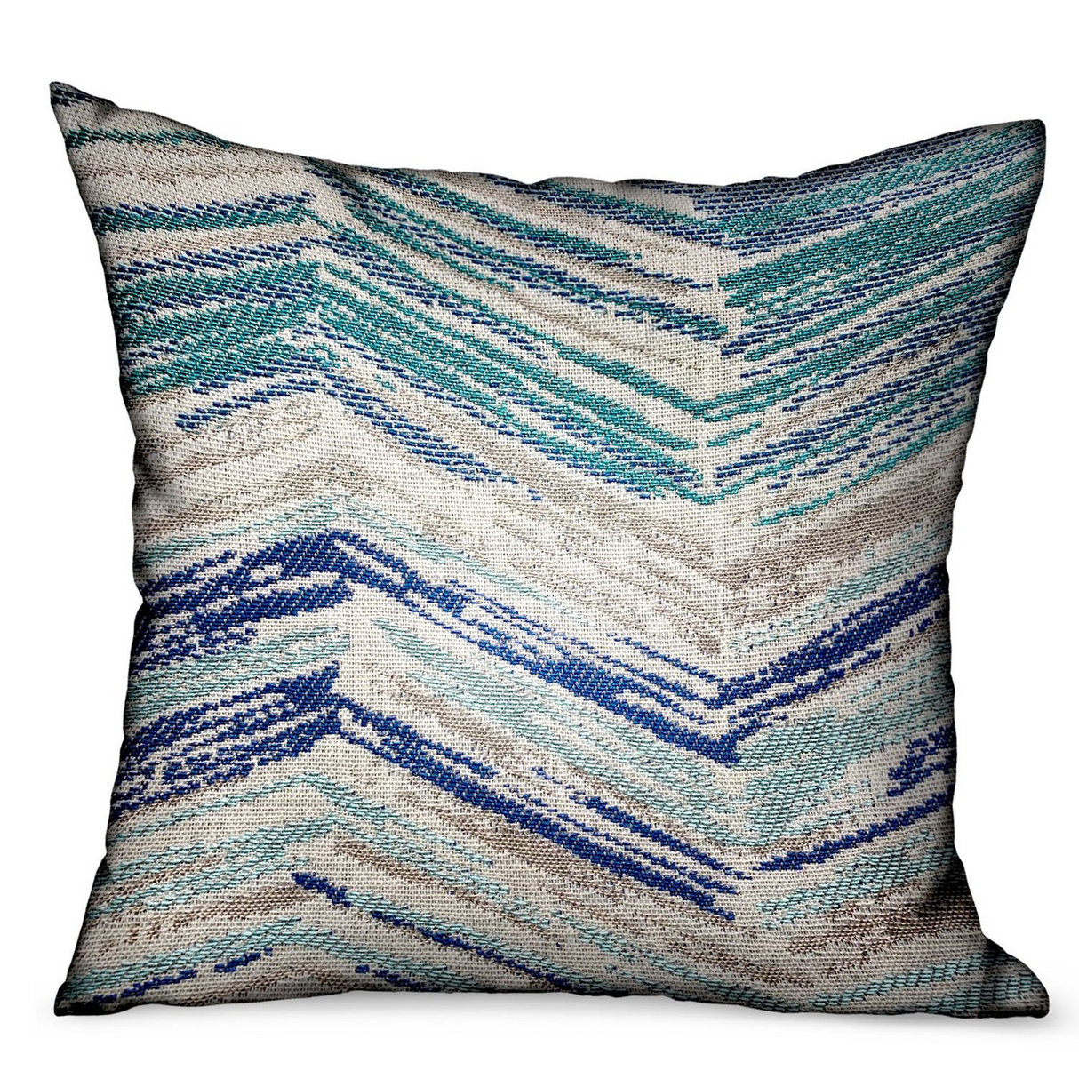 Skyline Breeze Blue Chevron Luxury Outdoor/Indoor Throw Pillow