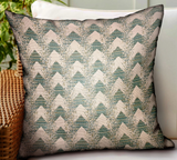 Forest Jade Sea Green Chevron Luxury Outdoor/Indoor Throw Pillow