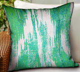 Green Avalanche Green Ikat Luxury Outdoor/Indoor Throw Pillow