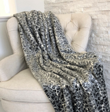 Snow Leopard Faux Fur Gray Luxury Throw