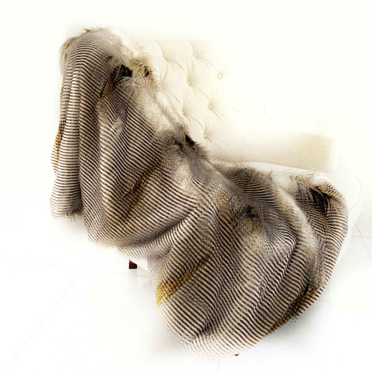 Alaskan Hawk Faux Fur Handmade Luxury Throw