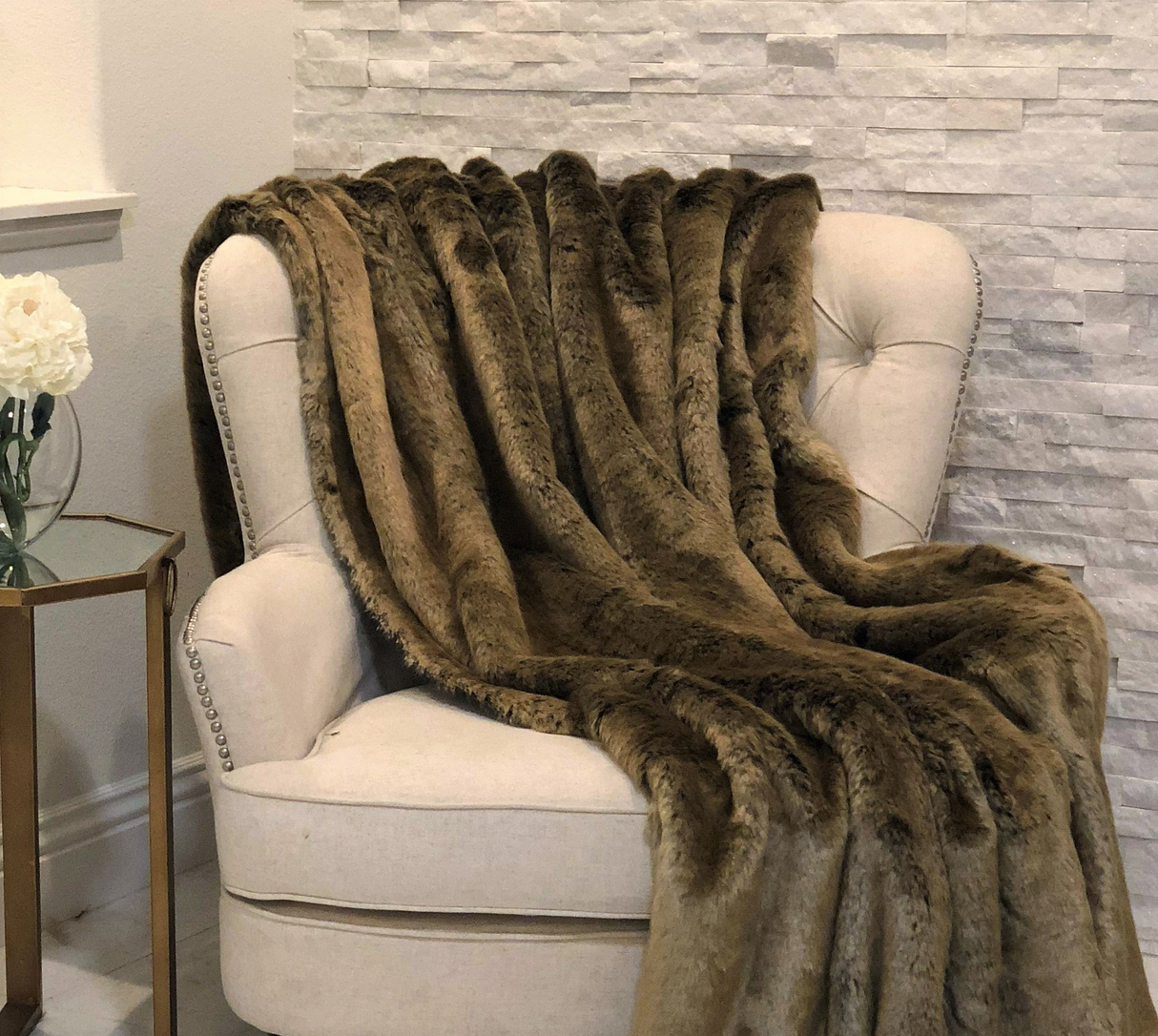 Tissavel Volga Rabbit Faux Fur Handmade Luxury Throw