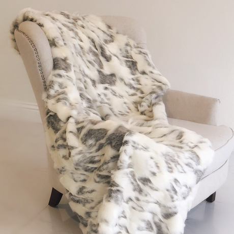 Ivory Rabbit Faux Fur Handmade Luxury Throw