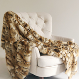 Brandy Gold and White Faux Fox Handmade Luxury Throw