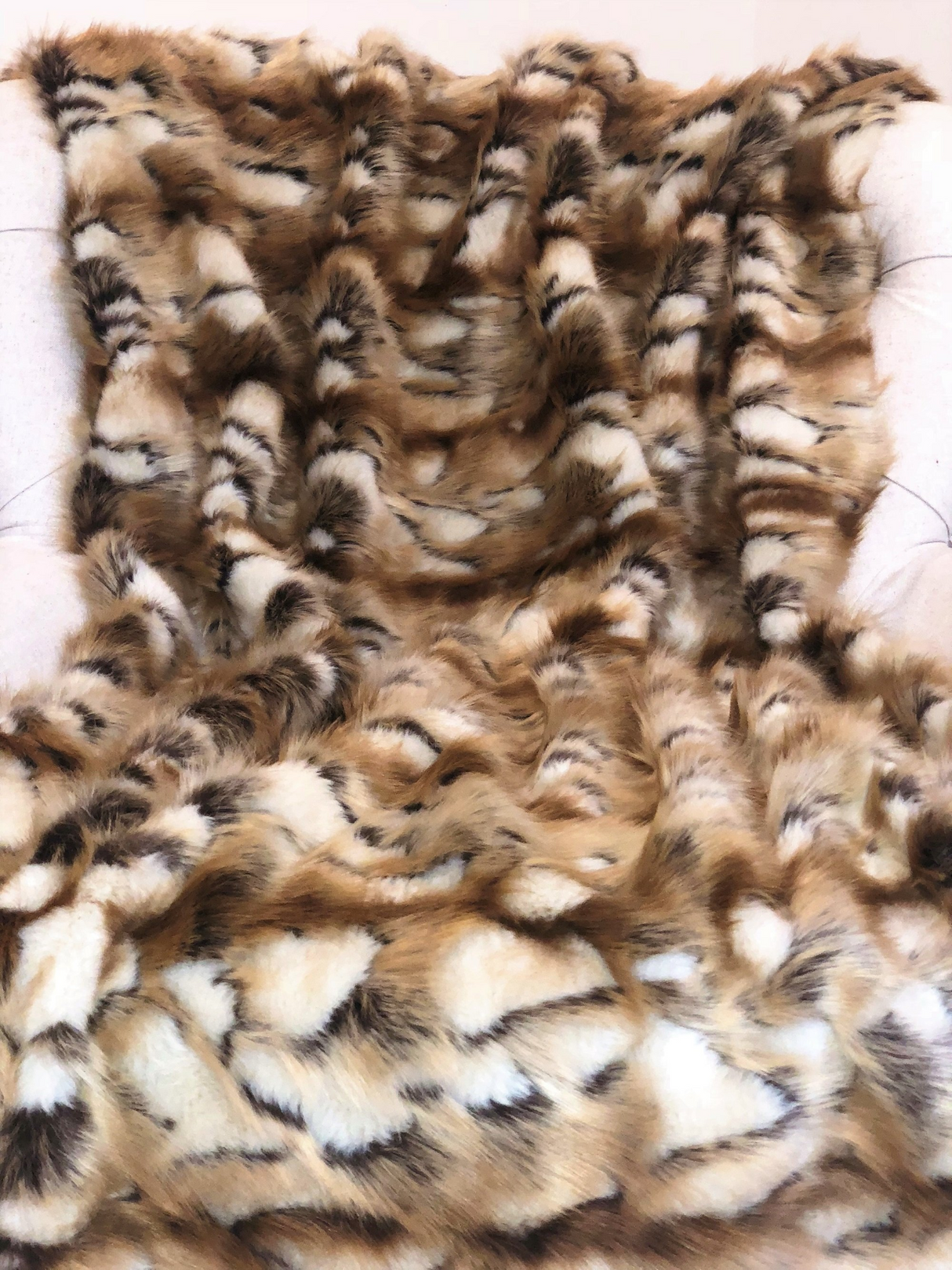 Brandy Gold and White Faux Fox Handmade Luxury Throw