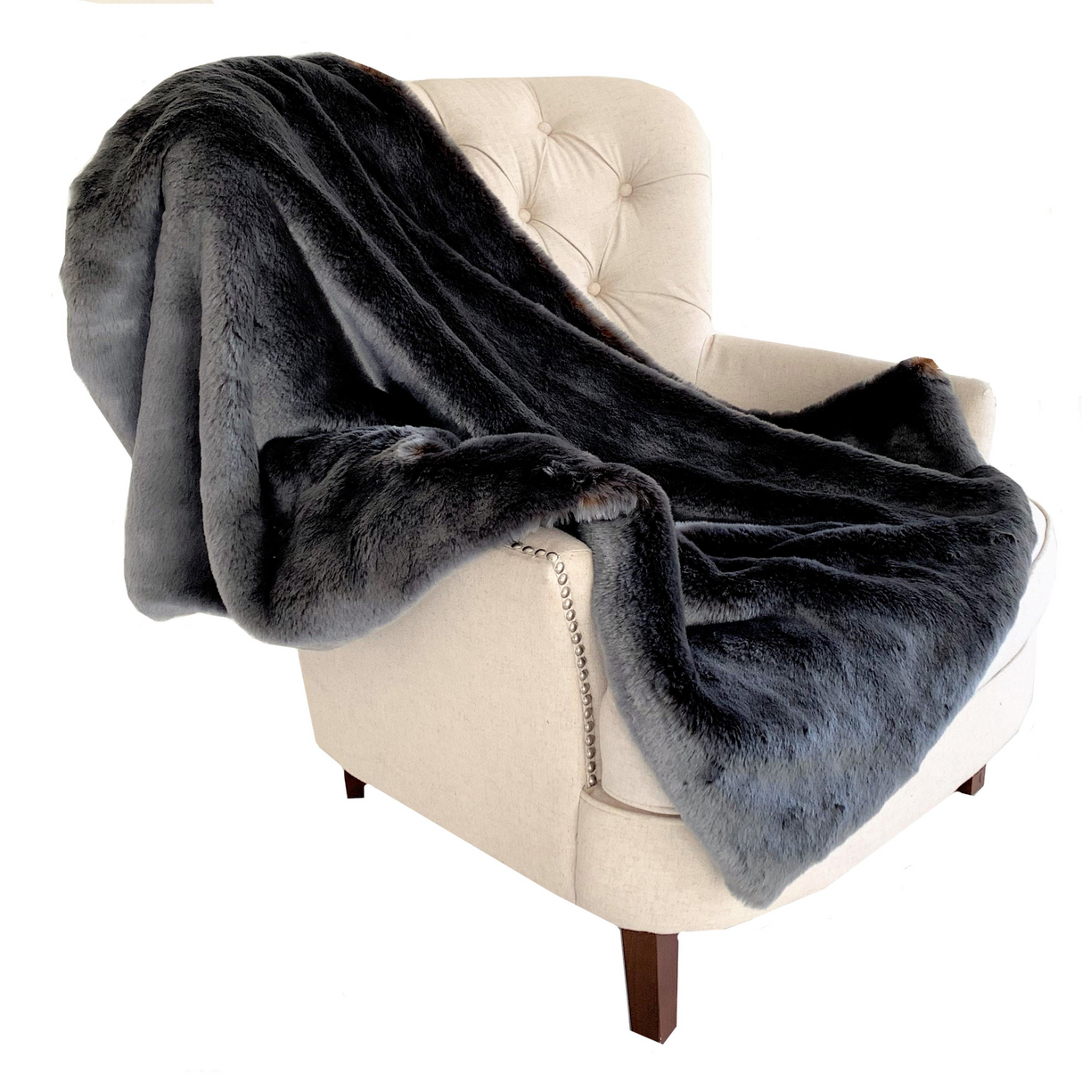 Two Tone Gray/Amber Handmade Luxury Throw with Floral Backing