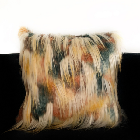 Plutus Multi-Color Fancy Feather Animal Faux Fur Luxury Throw Pillow