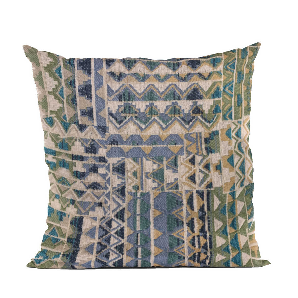 Plutus Blue Pyramids Border Luxury Throw Pillow