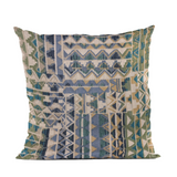 Plutus Blue Pyramids Border Luxury Throw Pillow