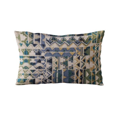 Plutus Blue Pyramids Border Luxury Throw Pillow