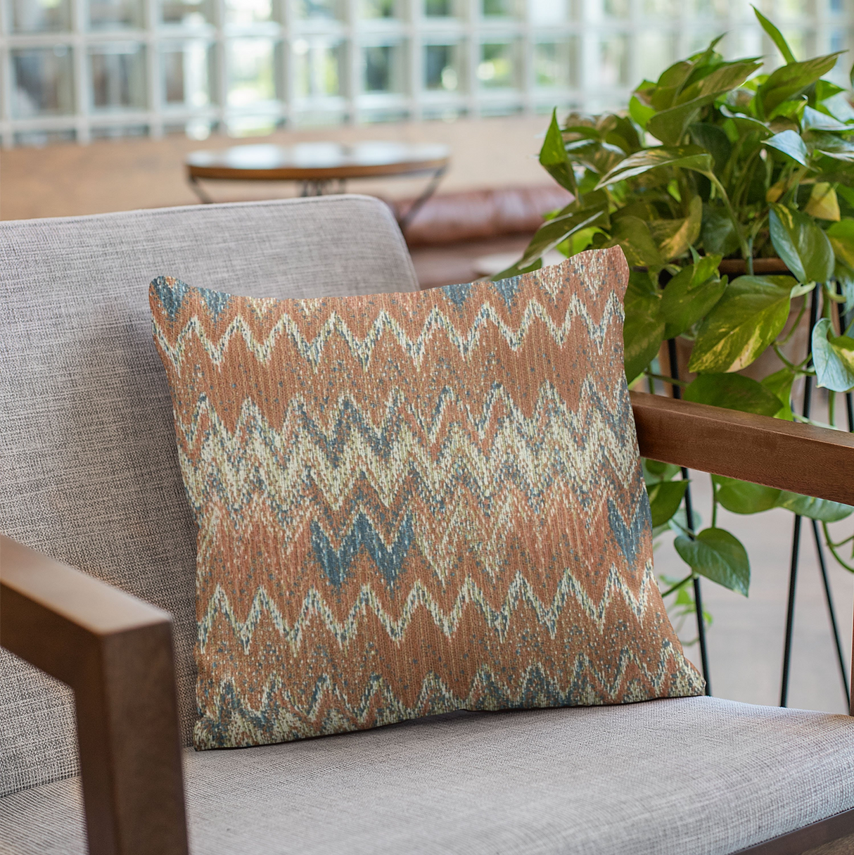 Plutus Multi-Color Wave Chevron Luxury Throw Pillow