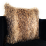 Plutus Light & Dark Brown Mountain Coyote Animal Faux Fur Luxury Throw Pillow