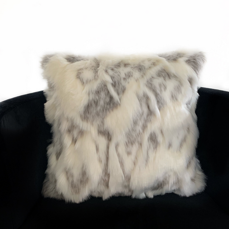 Plutus Ivory,Gray Ivory Rabbit Fur Animal Faux Fur Luxury Throw Pillow