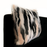 Plutus Black, White, Pink Fancy Animal Faux Fur Luxury Throw Pillow