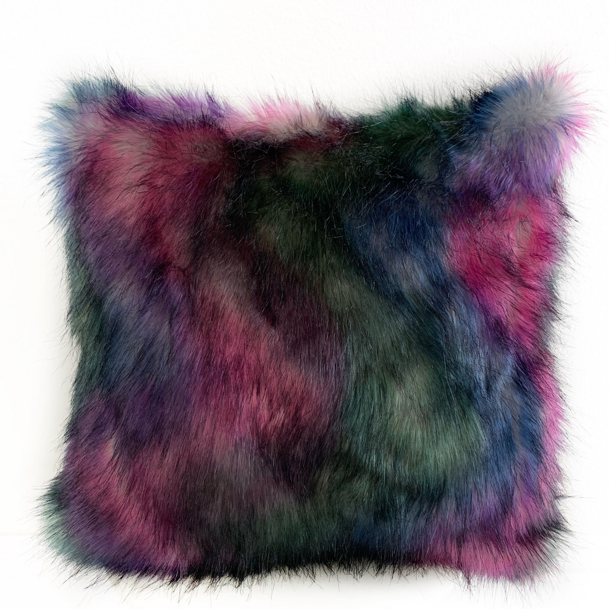 Plutus Green, Purple, Blue Northern Lights Animal Faux Fur Luxury Throw Pillow