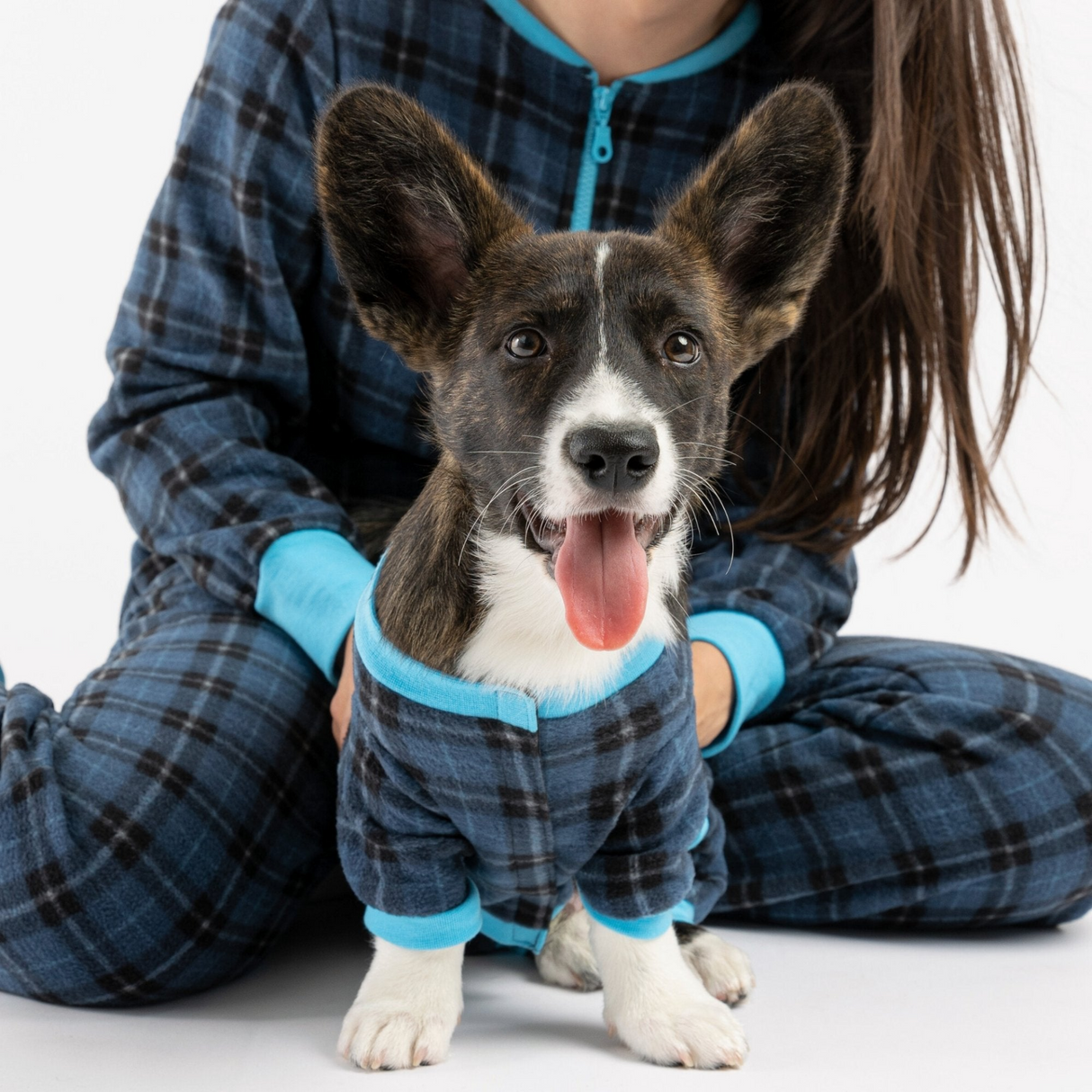 Matching Human Onesie - Plaid Blue