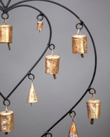 Double Heart Chime hanging brass bells for wall decor