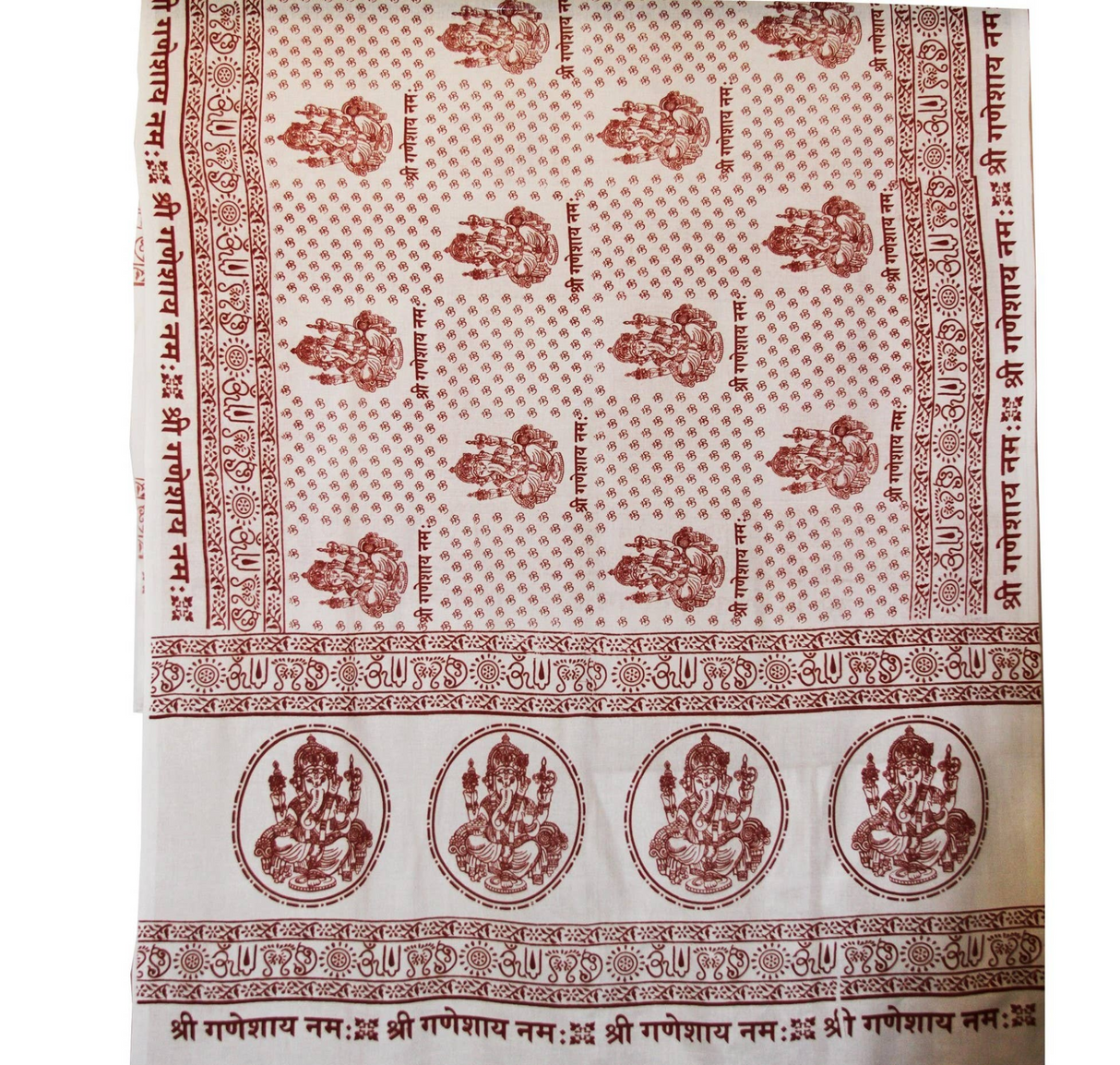 OM GANESHA HINDU YOGA MANTRA MEDITATION PRAYER SHAWL- WHITE